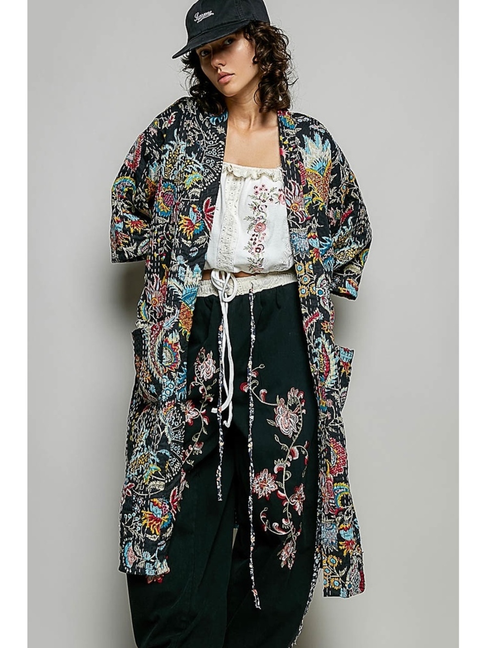 NEW Without Tags POL Quilted Floral Kimono – One Size